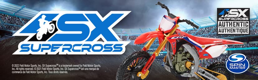 Supercross, Authentic 5-Pack of 1:24 Scale Die-Cast Motorcycles with Rider Figure, Toy Moto Bike for Kids and Collectors Ages 3 and up