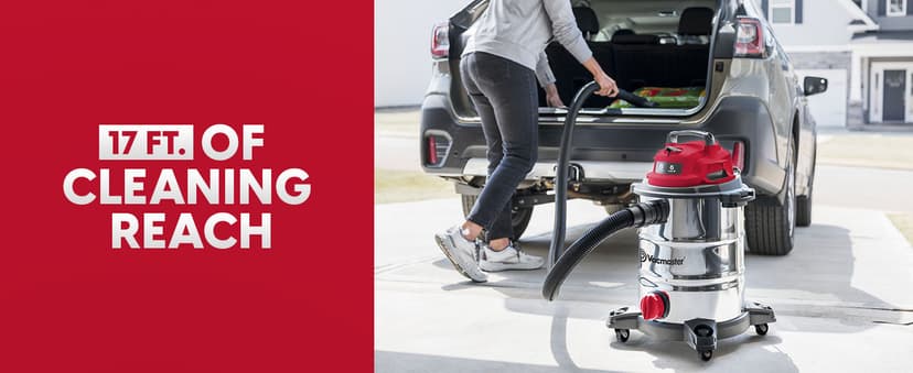 Vacmaster VOC812SF 1101 8-Gallon Premium Stainless Steel Wet/Dry Vacuum, Red Edition, 8 Gal