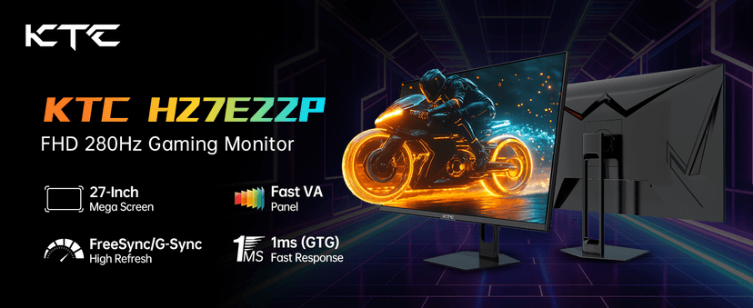 KTC 27 Inch 280Hz 240Hz Gaming Monitor, FHD 1080P PC Computer Monitor, Fast VA Panel, 1ms GTG, FreeSync G-Sync Compatible, HDR Support, 126% sRGB, HDMI and Displayport Inputs, H27E22P