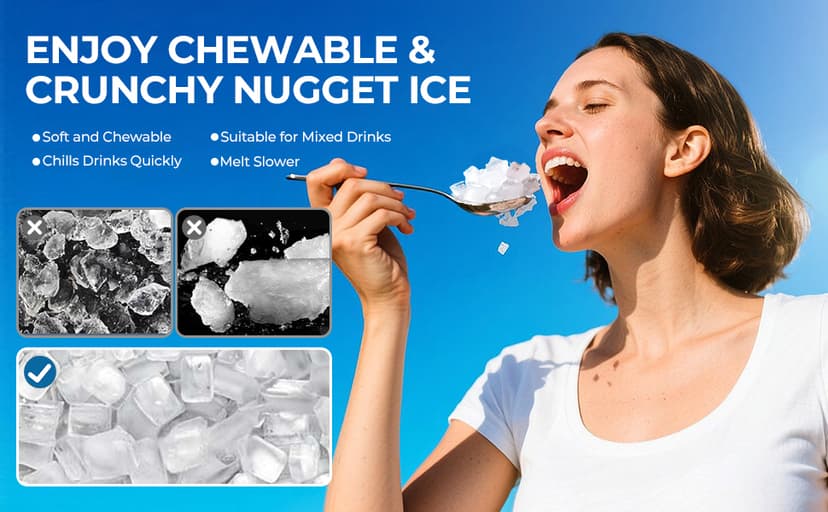 Antarctic Star Nugget Ice Maker Countertop - 44LB/Day, Self-Cleaning Portable Ice Machine with LED Display, 10-15 Minute Fast Ice Making for Home/Office/Bar