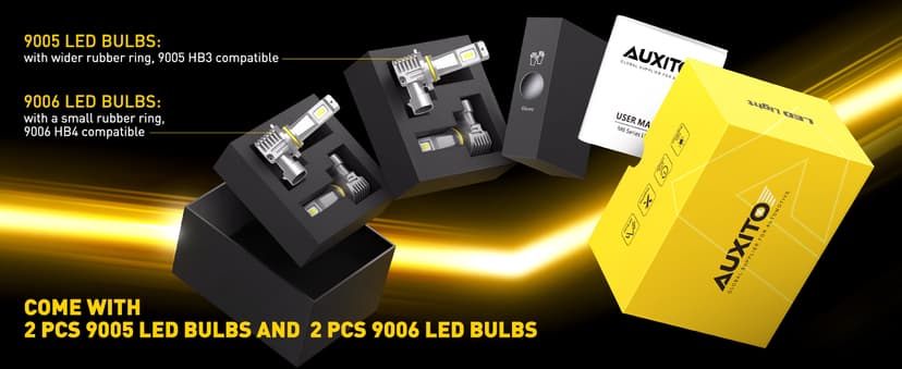AUXITO 9005 9006 Bulbs Combo 1400% Brighter HB3/HB4 Bulbs, 6500K Cool White, Plug-N-Play, Pack of 2