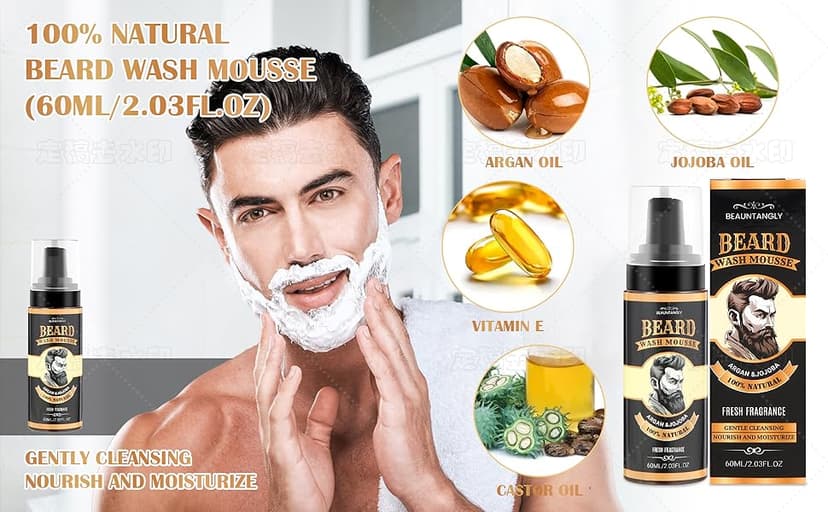 Beard Growth Kit, Grooming Set w/Growth Oil, Conditioner, Balm, Shampoo Wash, 0.25MM Roller, Brush, Comb, Scissor, Bag, Christmas Birthday Valentines Day Gifts for Him Men