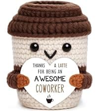 Thank You Gifts for Coworkers Teacher Nurse Employee Christmas Farewell Appreciation Office Desk Decor Mini Coffee Lover Gift Appreciation Gift for Women Men Coworkers Thank You Gift Crochet Coffee Cup B0FQTJYVLP