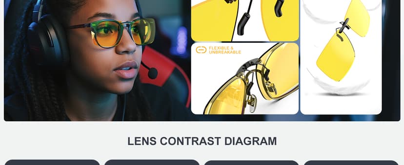 ANYLUV Clip On Blue Light Blocking Glasses Lightweight Rectangle Blue Light Glasses Men for Computer Gaming, Anti Eye Strain