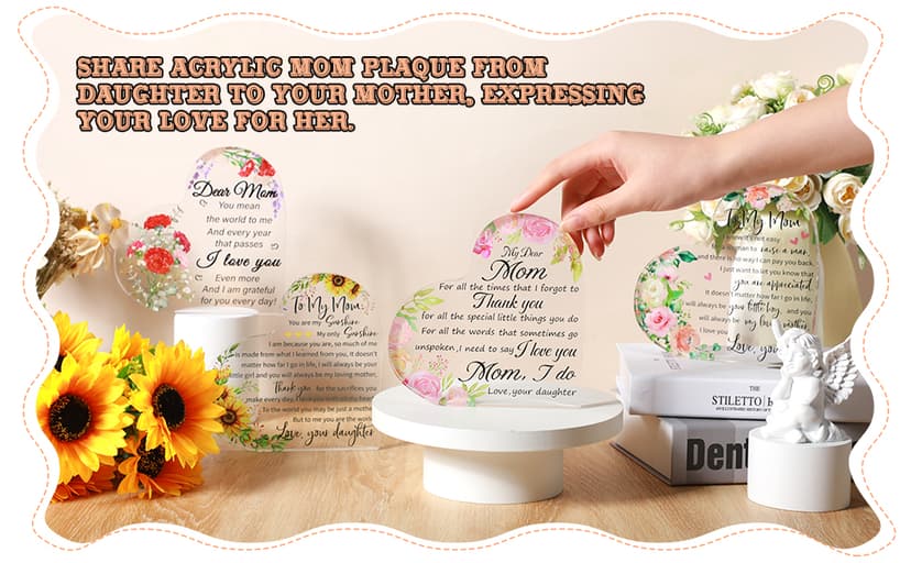 Jetec Mothers Day Gifts Acrylic Mom Birthday Sign Plaque Presents from Daughter Son Grateful Birthday Christmas Valentines Gifts, 5.91 x 5.91 x 0.55 Inches(to My Mother)