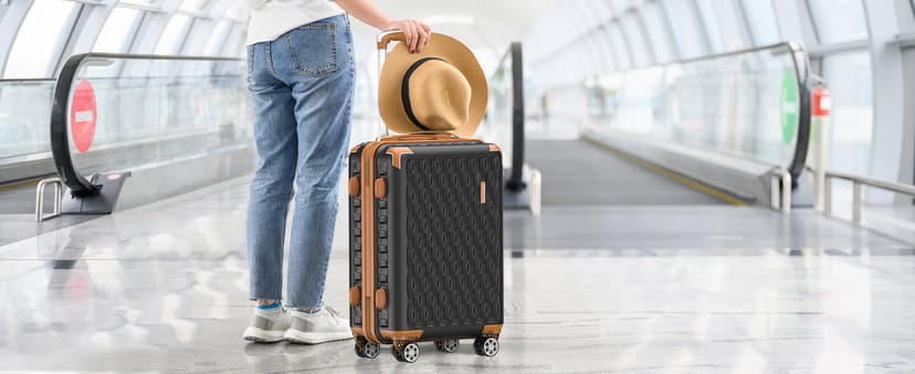 Melalenia Luggage Sets 7 Piece Suitcase Set, Hard Shell Carry on Luggage Travel Suitcases with Spinner Wheels and TSA Lock, Lightweight Luggage Set for Women, Black Brown