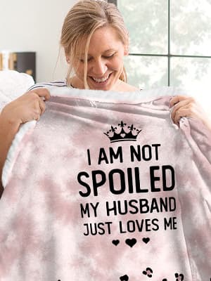 Spoiled Wife Fleece Wearable Blanket Hoodie - Mothers Day Gifts for Wife from Husband - Birthday Wife Gift Ideas B0CSDFLL6R