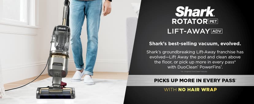 Shark | Upright Vacuum Cleaner for Home | Rotator Lift-Away | No Hair Wrap | HEPA Filter | Lightweight Bagless Vacuum for Pet Hair | LED Headlights For Carpets & Hardwood Floors | Silver | LA502