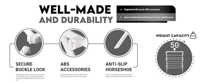 ZOES HOMEWARE 2026 Enhanced Clothes Drying Rack | Foldable Drying Rack Clothing for Laundry | Small Collapsible Portable Dryers for Laundry | Use for Indoor & Outdoor | White 37.5"x29"x12"