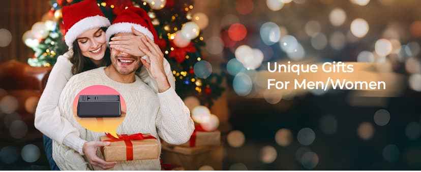 Birthday Gifts for Men Women-Bluetooth Speaker with HD Sound, Stocking Stuffers White Elephant Gifts for Adults, Kitchen Gadgets for Anniversary Idea Gift for Dad Mom Husband Wife(Black)