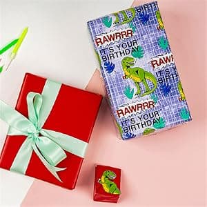 WRAPAHOLIC Reversible Birthday Wrapping Paper - Mini Roll - 17 Inch X 33 Feet - Colorful Balloon with Confetti Design for Birthday, Holiday, Party, Baby Shower B0BJ6V38SZ