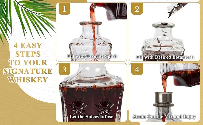 Alcohol Infusion Kit, DIY Whiskey Making Kit for Infusing Bourbon, Rye, Gin, Vodka, Tequila, Rum with Custom Botanicals, Perfect Alcohol Infusion Kits Whiskey Gifts for Men, Dad, Husband