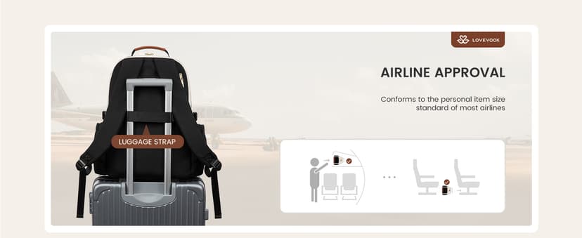 LOVEVOOK Laptop Backpack for Women with Pouch Pocket for Large Capacity Cup,15.6 Inch Laptop Computer Bag Travel Backpack Purse,Waterproof Work Business Backpack College Teacher Bags,Beige-Black-Brown