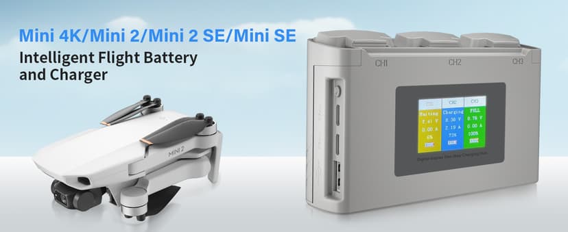 Intelligent Battery 2400mAh(2-Pack) with Bi-Directional Fast Charger for DJI Mini 4K/Mini2/Mini 2 SE/Mini SE - High Capacity Li-ion Batteries with Overheat Protection,31 Mins Flight Time