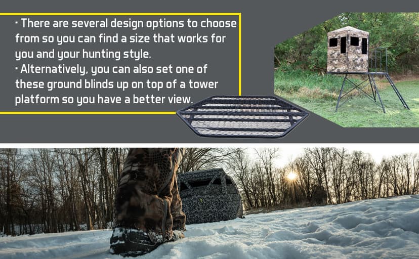 Hawk Reveal Hunting Archery Durable 73" Height Water Resistant Camo Concealing 3 Person Ground Blind with See-Through Mesh Window Panels