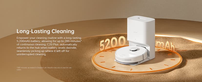 DREAME C20 Plus Robot Vacuum, 90 Days Self-Emptying Robot Vacuum and Mop Combo, 6000Pa Suction Robotic Vacuum, LiDAR Navigation, APP/Voice Control, Robot Vacuum Cleaner for Pet Hair/Carpet/Hard Floor