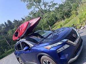 Folding Kayak roof Rack Adjustable for Kayak/Canoe/SUP,J-Bar Rack on Roof Mounting On SUV, Car and Truck Crossbars. (23-krf-1)