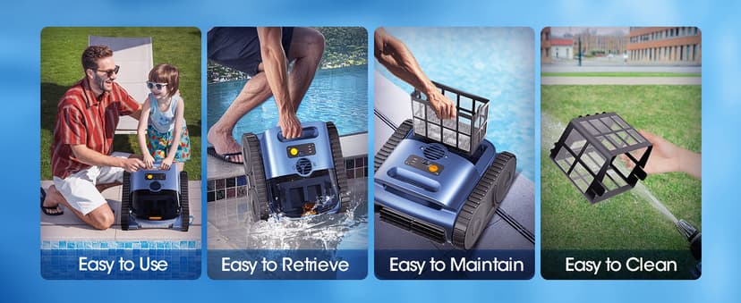 Cordless Robotic Pool Vacuum with Smarter Navigation & Track Drive, Dual 180W Brushless Motors, Wall & Waterline Climbing, 150-Min Runtime, for Inground & Above-Ground Pools up to 2,150 Sq. Ft.