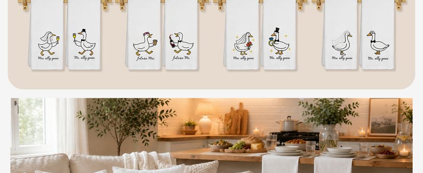 Funny Mr and Mrs Silly Goose Kitchen Towels, Wedding Gifts for Couples Newlyweds Dish Tea Towels for Kitchen Decor, Just Married Gifts Decorative Hand Towels for Bathroom, 16x24 Inch Set of 2 B0F53MV9ZY