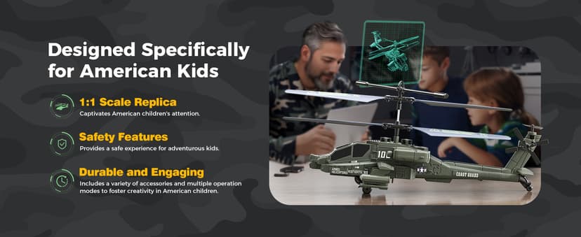 XIKOTEC RC Helicopter, Remote Control Helicopter Toy for Kids, Beginners and Adults with Altitude Hold, Gyro & LED Light, 2 Batteries & USB-C Charging, Gift for Boys Ages 8-12 (Green)