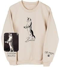 Personalized Pet Photo Design, For Pet Lovers, Everyday & Holiday Wear, Soft Cotton Blend, Meaningful Gift Custom Sweatshirt, Dog Mom & Cat Mom Sweatshirt, Pet Photo Gift B0CN32WK1K