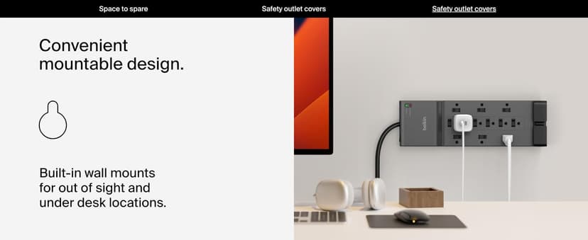 Belkin 12-Outlet Surge Protector Power Strip w/ 12 AC Outlets & 8ft Flat Plug, UL-listed Heavy-Duty Extension Cord for Home, Office, Travel, Computer, Laptop, Charger - 3,940 Joules of Protection