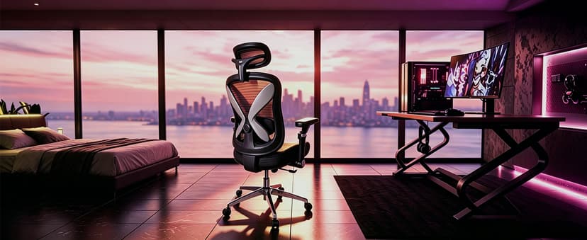 amseatec Office Chair Ergonomic Desk Chair,350 LBS Home Mesh Office Desk Chairs with 3D Adjustable Lumbar Support,5D Flip-up Arms,2D Adjustable Headrest,Comfortable Computer Gaming Chairs(Black)