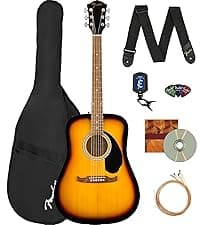 Fender FA-125 Acoustic Guitar - Sunburst Bundle with Gig Bag, Tuner, Strings, Strap, Picks, and Austin Bazaar Instructional DVD