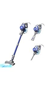 Intercleaner 23Ft Corded Vacuum Cleaner, with LED Headlights & Large Dust Cup, Powerful Suction for Hard Floors & Carpets, Adjustable Stick, Perfect for Pet Hair, Wall Mount Storage