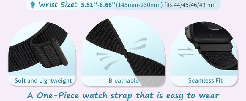 Nylon Loop Sport Band Compatible with Apple Watch Bands 38mm 40mm 41mm 42mm for Women Men, iWatch Wrist Straps for Se, Series 11 10 9 8 7, Breathable, Soft Band Ideal for Outdoor