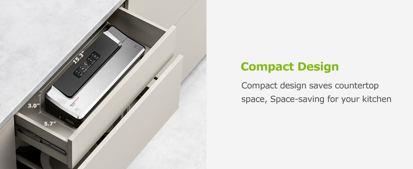 Bonsenkitchen Vacuum Sealer Machine with 40 Bags | Compact Food Sealer for Kitchen Storage & Meal Prep | Multiple Modes | External Vacuum System, Silver