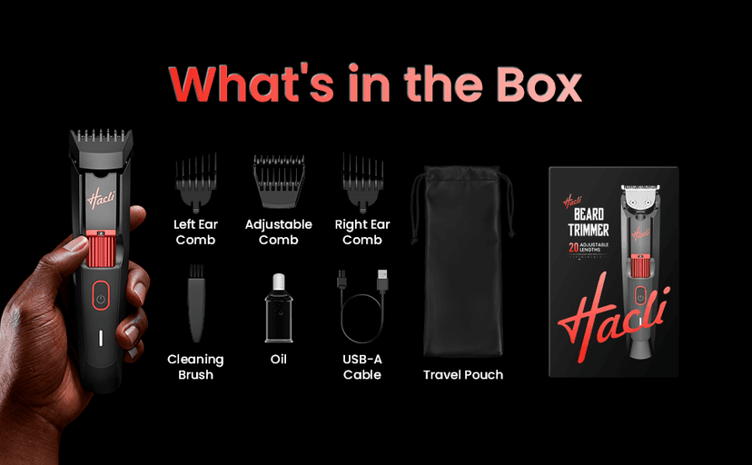 Men's Beard Trimmer with Precision Dial, 20 Adjustable Length Settings for Beard Mustache & Facial Grooming, Cordless Rechargeable, Professional Hair Clipper IPX7 Waterproof Wet/Dry Use, Red