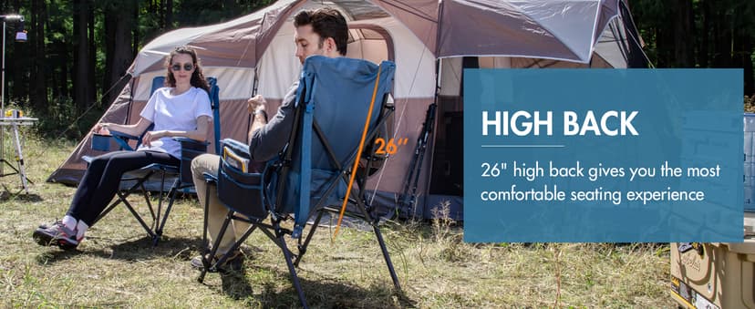 Portal Camping Chair with Lumbar Support for Adults Folding Portable High Back Oversized, 400LBS