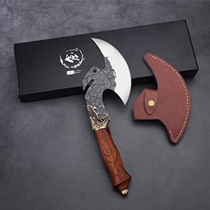 ROCOCO Viking Cleaver Knife Butcher Meat Cutting Boning Knife Hand Forged Chinese Kitchen Axe with Sheath Home Outdoor BBQ Camping Chirstmas Birthday Chirstmas Mother Father Gift Men