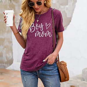 Boy Mom Shirt for Women Mom Shirts Mother Gifts T Shirt Mom of Boys Funny Tops Tees