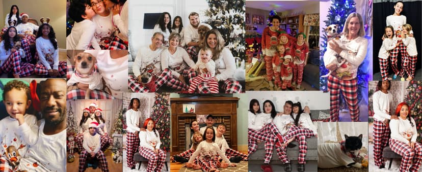 Awoscut Christmas Family Matching Pajamas Sets Christmas PJ's Letter Print Top and Plaid Pants Jammies Sleepwear