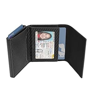 GRALEON Card Wallet for Men,Slim Minimalist Wallet 10-14 Cards,Smart Pop Up Wallets with Money Clip& ID Window,RFID Front Pocket Credit Card Holder, Gifts for Men(Carbon Fiber)