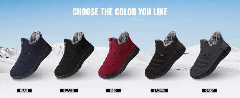 SHIBEVER Womens Winter Snow Boots: Women Ankle Booties Warm Fur Lined Waterproof Insulated Slip On Outdoor Shoes