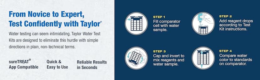 Taylor K-1005 DPD, 9-in-1 Pool Test Kit for Free & Total Chlorine, Bromine, pH, Base Demand, Alkalinity, Calcium Hardness, Cyanuric Acid | Made in The USA, 1 Count