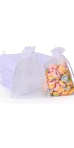 Hopttreely 100PCS Premium Sheer Organza Bags, White Wedding Favor Bags, 4x4.72 Jewelry Gift Bags for Party, Jewelry, Christmas, Festival, Bathroom Soaps, Makeup Organza, Wrapping Supplie