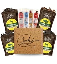 Jerky.com Jerky.com Exotic Meat Sticks Gift Bag | Wild Game Jerky Sampler with Venison, Elk & Wild Boar | 12pc High Protein Meat Snacks Variety Pack | Unique Gift Basket for Men, Dad, Hunters, Outdoorsmen