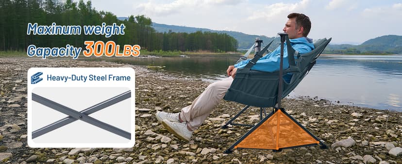 TIMBER RIDGE Hammock Camping Chair with Adjustable Backrest, Heavy Duty Folding Hammock Chair Supports 300lbs, Portable Hammock Chair for Camping, Travelling and Patio, Blue