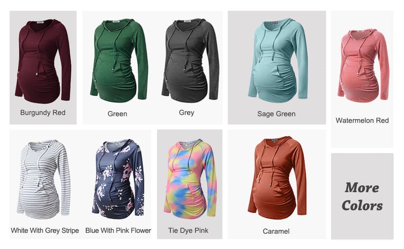 GINKANA Maternity Hoodie Long Sleeves Shirts Casual Maternity Top Pregnancy Sweatshirt Casual Clothes