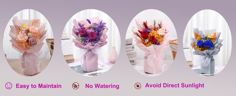 lovenfold Flowers for Delivery,Preserved Flowers Bouquets,Purple Rose Bouquets That Last 1-3 Years,Birthday Flowers Gifts for Women Mom Grandma Wife Friends