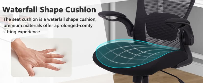 CLATINA Heavy Duty Ergonomic Mesh Office Chair 400LBS, Big and Tall Desk Chair with Adjustable Lumbar Support & Headrest, Flip Up Padded Arms, Swivel Computer Chair for Home, Study, Conference, Black