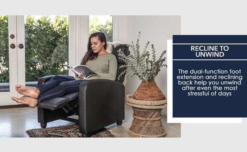 FDW Recliner Chair Push Back Sofa Home Theater Seating with Lumbar Support and Leather Padded Seat Backrest for Living Room