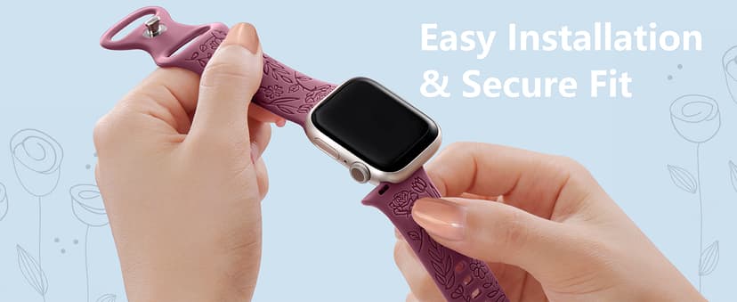 SNBLK 6 Pack Floral Engraved Bands Compatible with Apple Watch Bands 40mm 41mm 42mm 38mm 44mm 45mm 46mm 49mm Women Men, Silicone Flower Pattern Strap for iWatch Series 11 10 Se Ultra 9 8 7 6 5 4 3 2 1