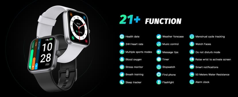 EURANS Smart Watch 45mm, AMOLED Fitness Watch with Heart Rate/Sleep Monitor Steps Calories Counter, IP68 Waterproof Activity Tracker Compatible with Android iOS
