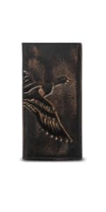 House of Jack Co. Bass Fish Bifold Wallet for Men and Outdoorsmen with Two ID Windows, Full Grain Cowhide Leather Wallet, Black