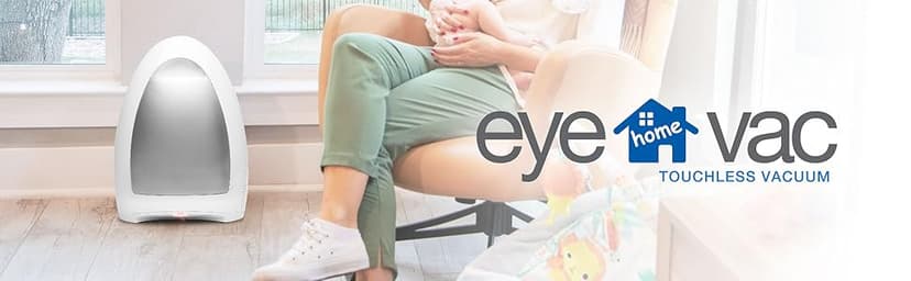 EyeVac Home Touchless Vacuum Automatic Dustpan - Great for Sweeping Pet Hair Food Dirt Kitchen - Ultra Fast & Powerful, No More Bending Down, Bagless, Corded, Automatic Sensors, 1000 Watt (White)